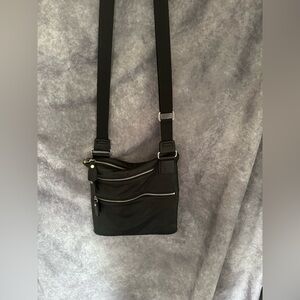 Black Crossbody Bag with Silver Accents. LEATHER!